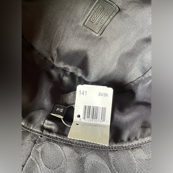 NEW Coach Signature crusher with leather trim Bucket Hat - Black size P/S - Picture 9 of 11